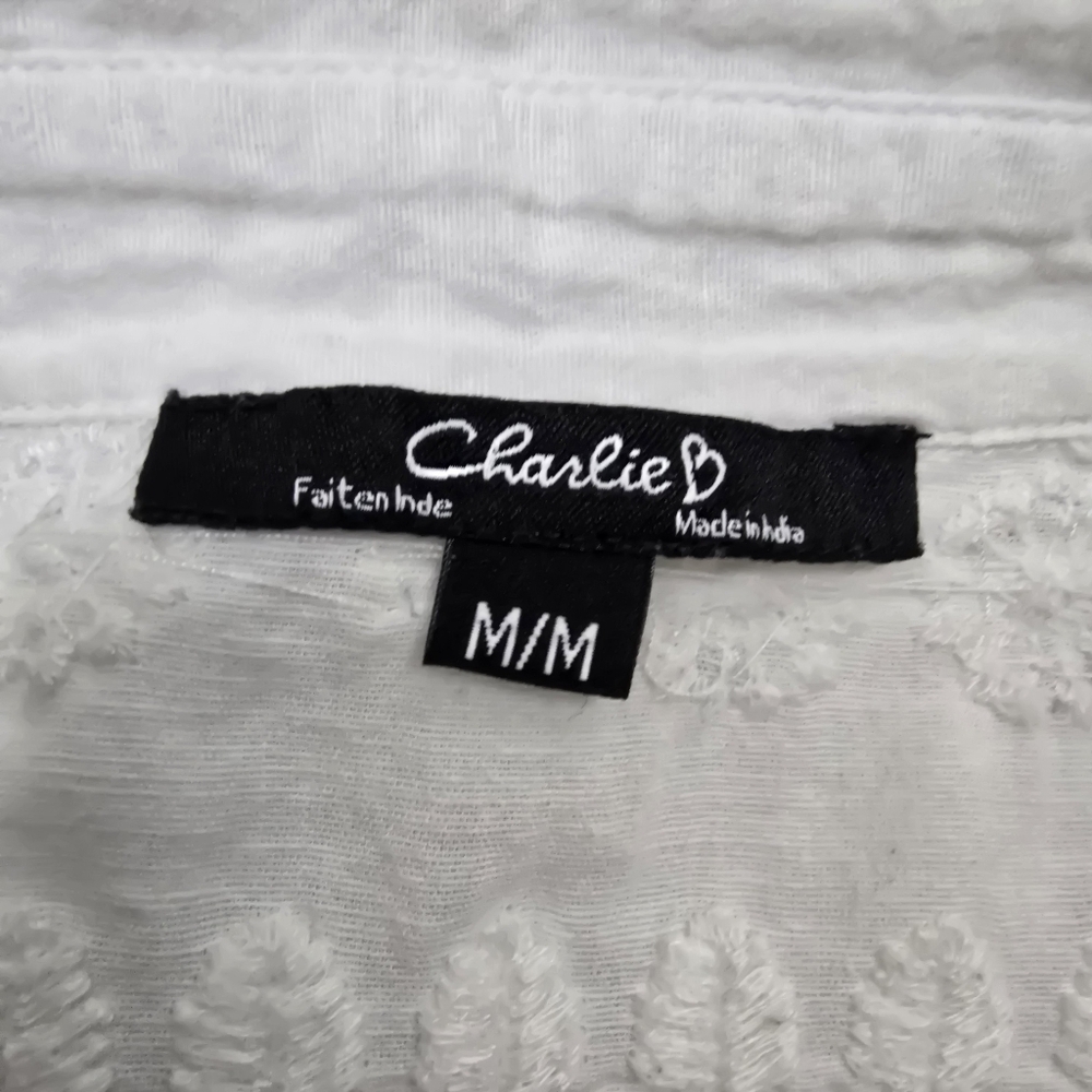 Charlie B Cottagecore Coastal Sleeveless Button Down Embroiderd Beads Blouse M - Picture 3 of 12